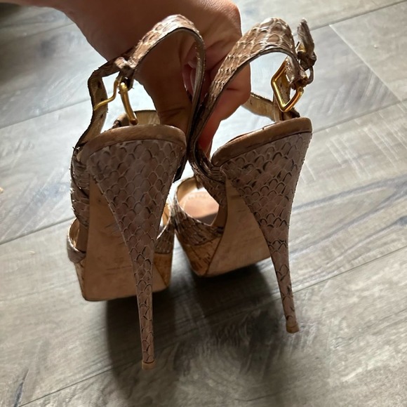 Miu Miu T Strap Python Snake Print Leather Platform Heels 38 - Picture 3 of 5